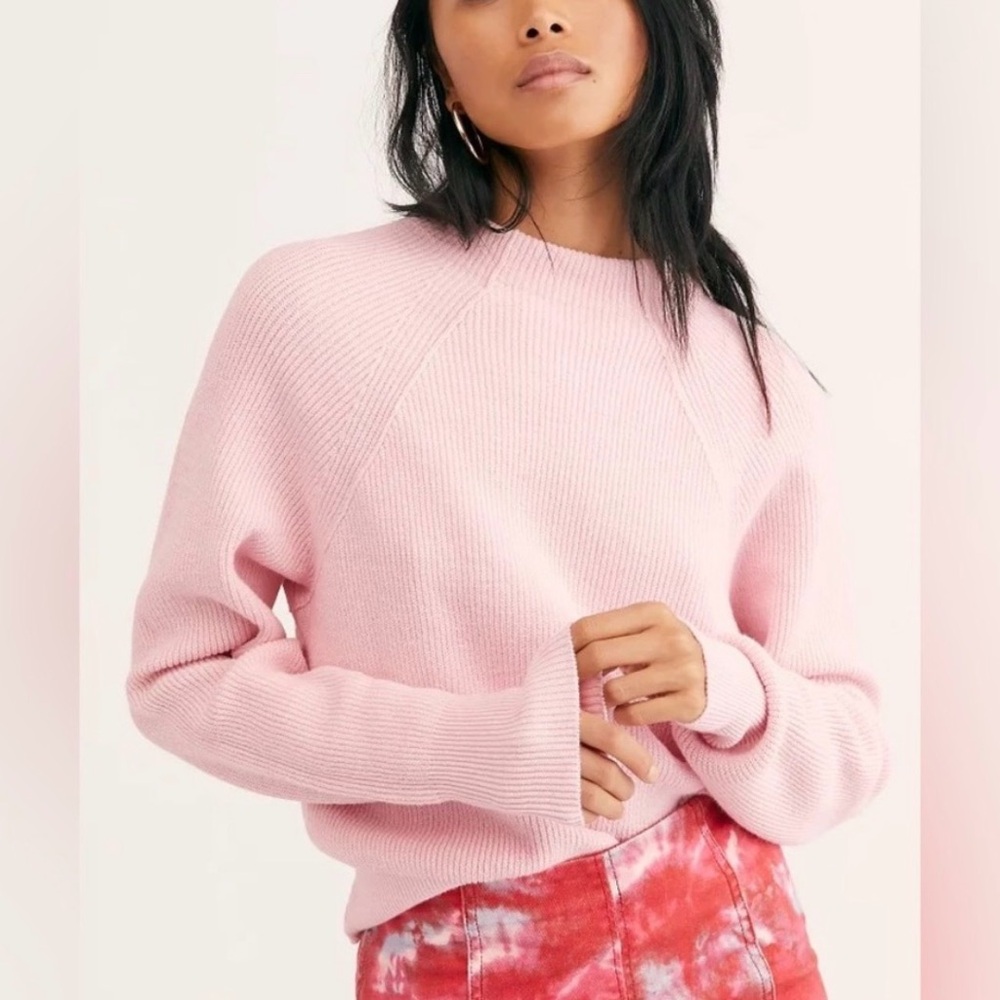 Free People Soft Pink Turtleneck Sweater